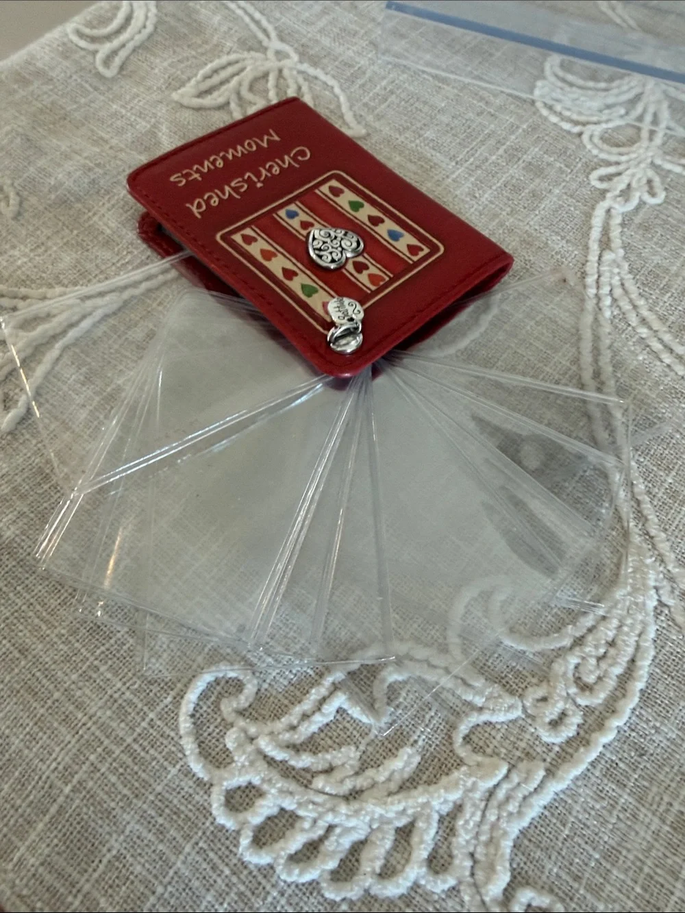 Brighton Vintage Rare Cherished Moments Red Leather Holder For Photos.